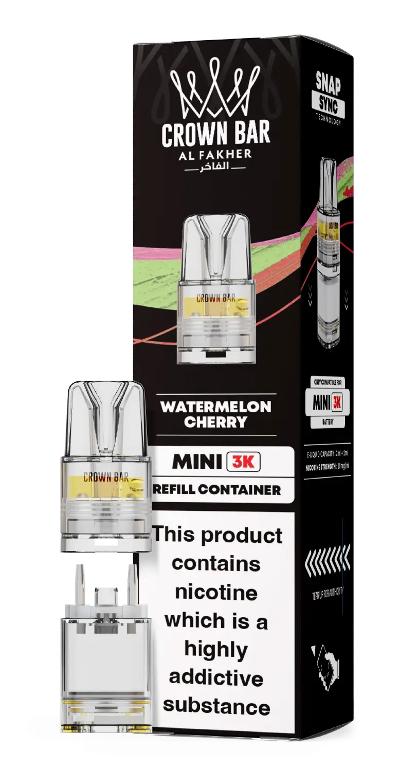 Al Fakher Crown Bar Mini 3K Prefilled Pods Watermelon Cherry.