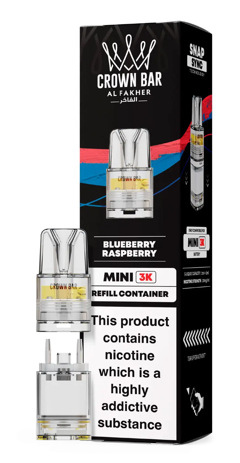 Al Fakher Crown Bar Mini 3K Prefilled Pods Blueberry Raspberry.