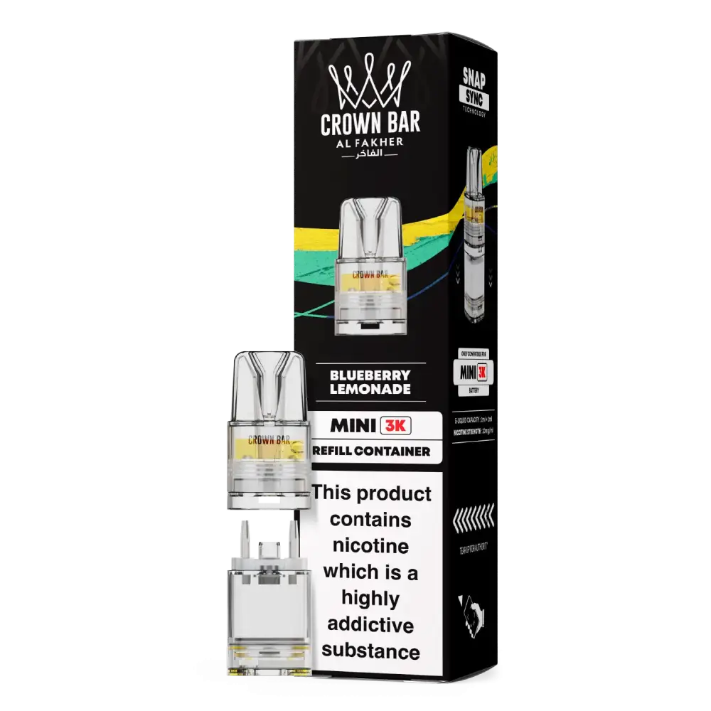 Al Fakher Crown Bar Mini 3K Prefilled Pods Blueberry Lemonade.
