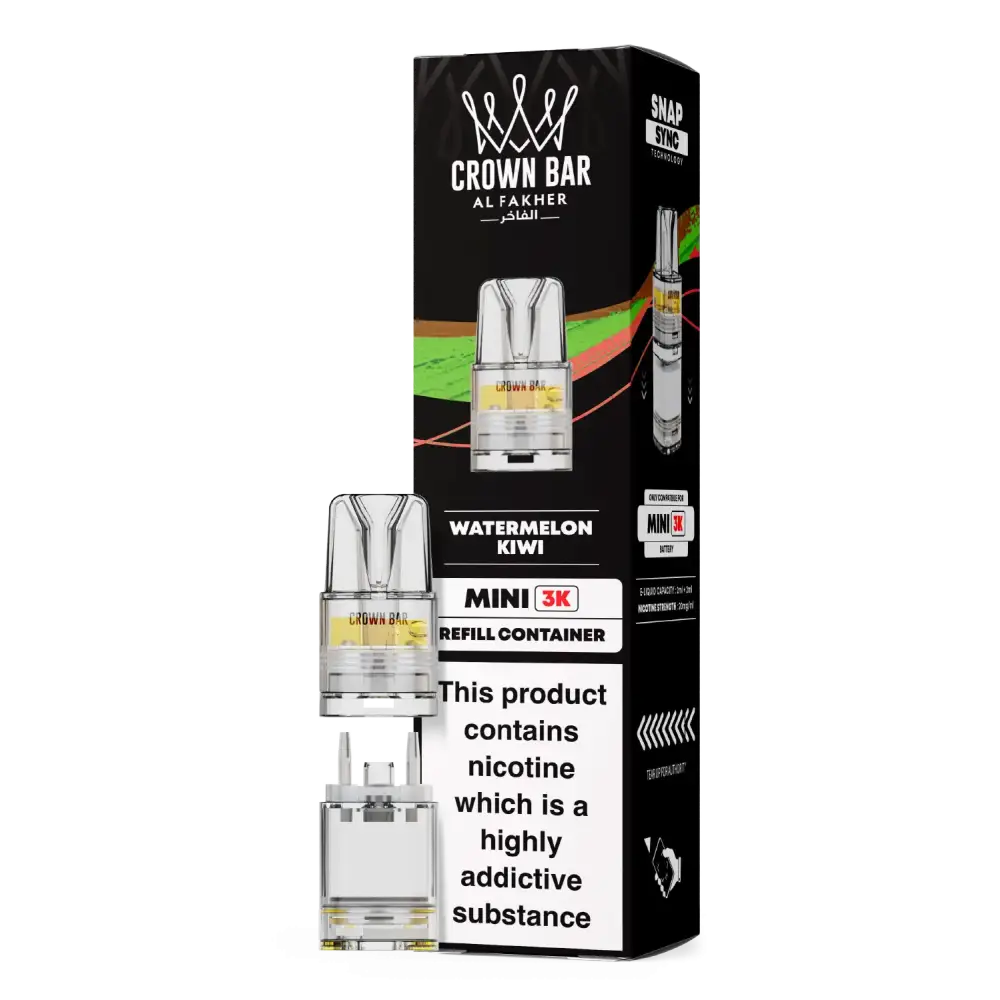 Al Fakher Crown Bar Mini 3K Prefilled Pods Watermelon Kiwi.