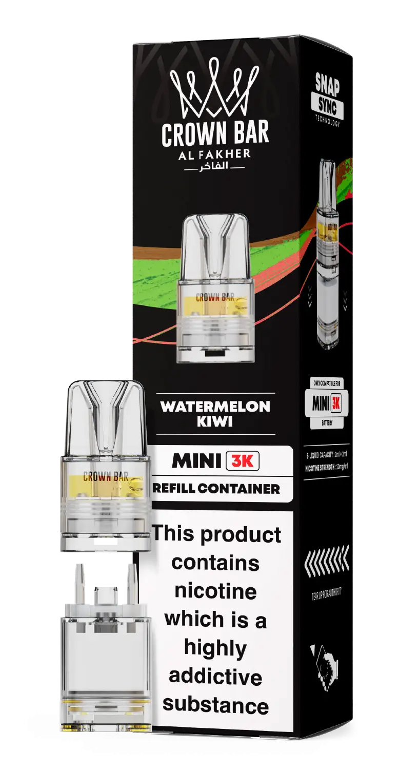 Al Fakher Crown Bar Mini 3K Prefilled Pods Watermelon Kiwi.