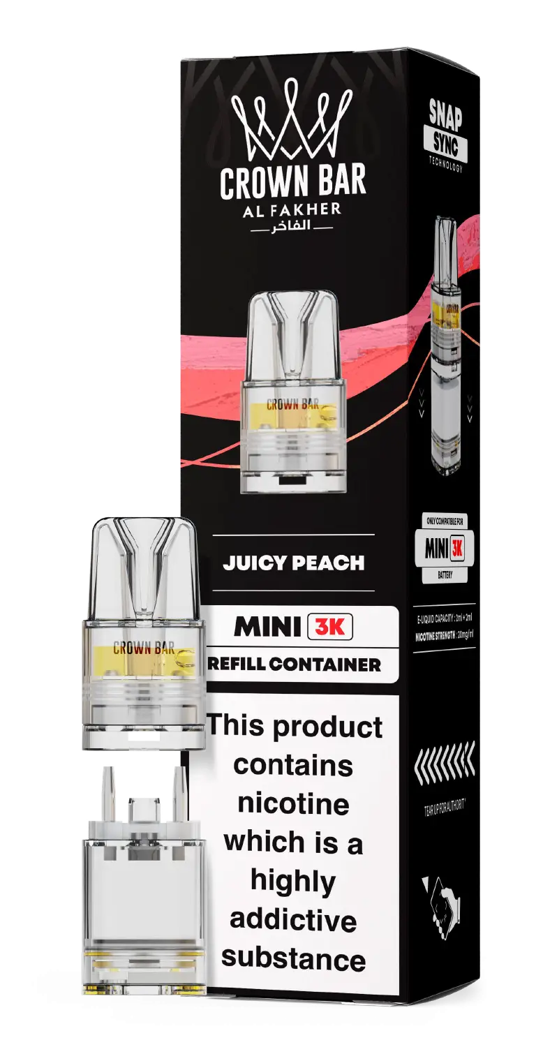 Al Fakher Crown Bar Mini 3K Prefilled Pods Juicy Peach.