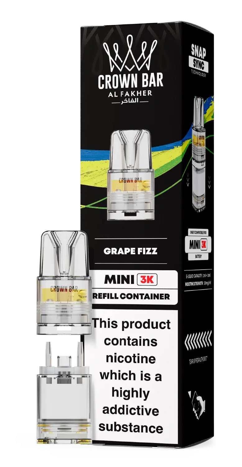 Al Fakher Crown Bar Mini 3K Prefilled Pods Grape Fizz.