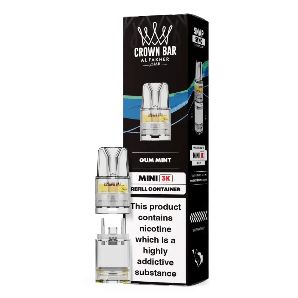Al Fakher Crown Bar Mini 3K Prefilled Pods Gum Mint.