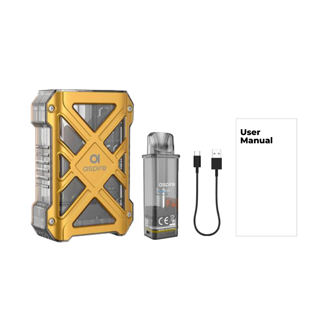 Gold Box Mod With USB Cable - Aspire Gotek X 2 Vape Kit Packing Content