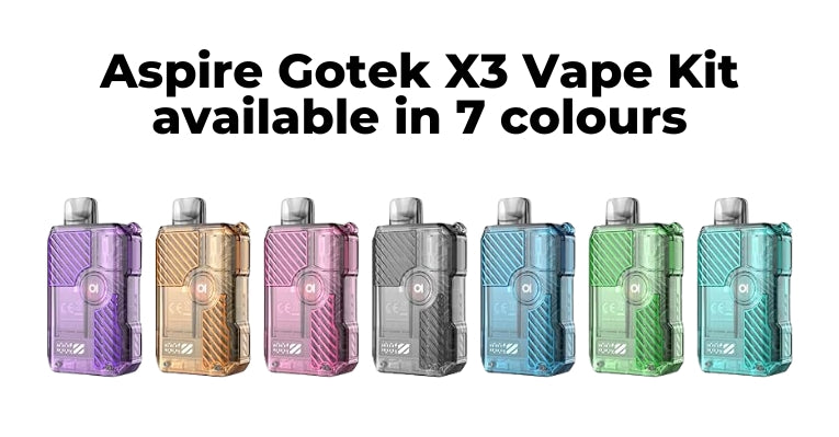 Aspire Gotek X3 Vape Kit available in 7 colours.