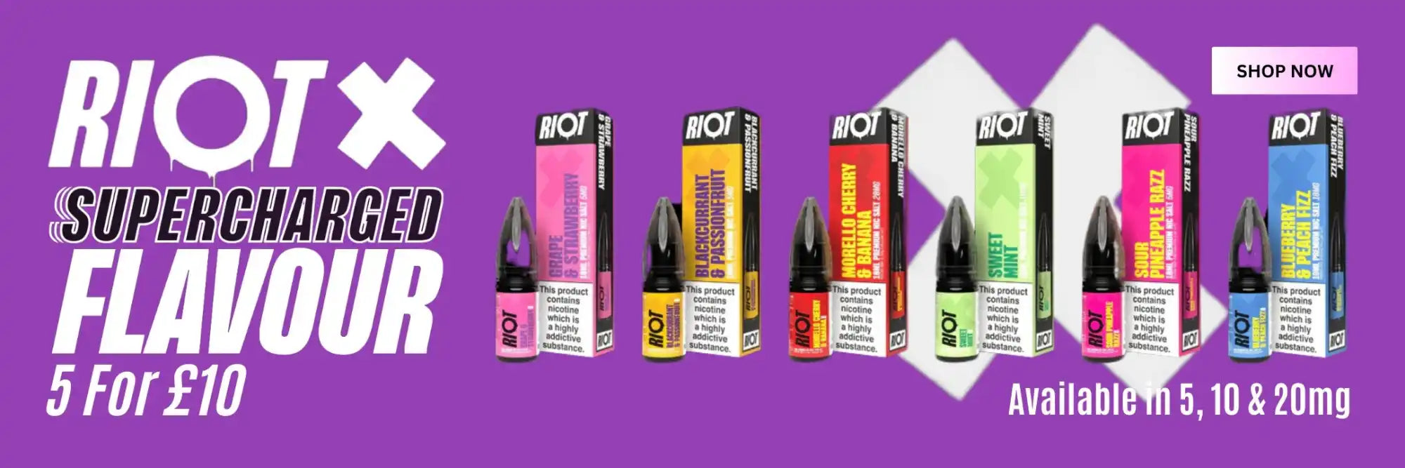 Riot X Vape Juice 5 For £10 At Smokz.