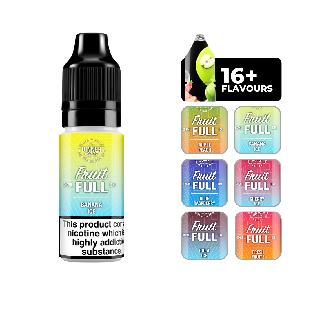 Dinner Lady Bar Salts - Banana Ice: 10ml nicotine salt e-liquid, 50/50 VG/PG blend, perfect for MTL vaping.
