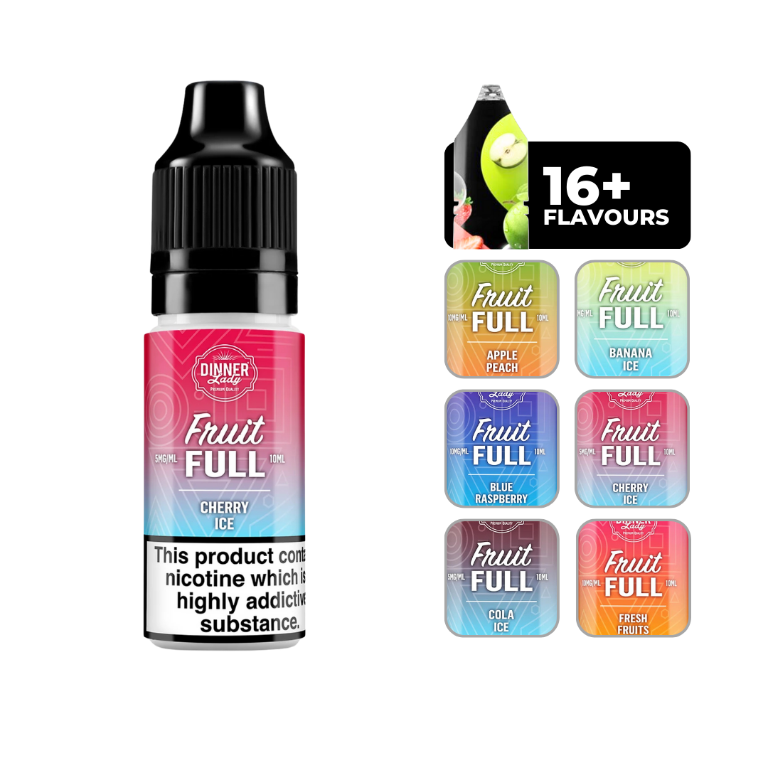 Dinner Lady Bar Salts - Cherry Ice: 10ml nicotine salt e-liquid, 50/50 VG/PG blend, perfect for MTL vaping.