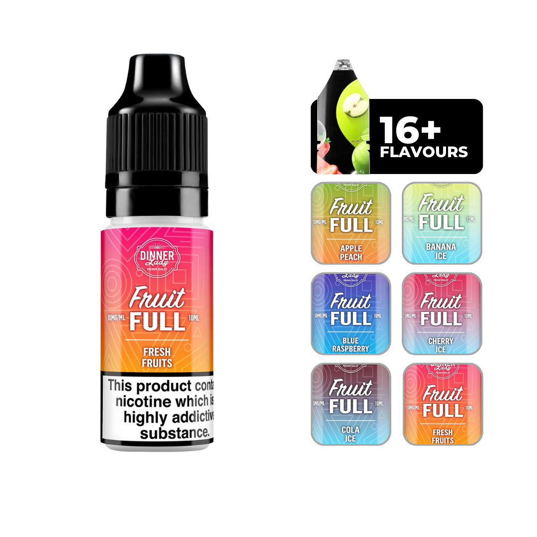 Dinner Lady Bar Salts - Fresh Fruits: 10ml nicotine salt e-liquid, 50/50 VG/PG blend, perfect for MTL vaping.