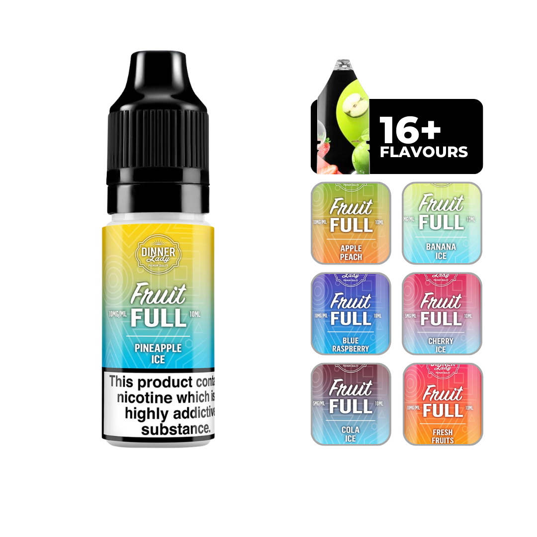 Dinner Lady Bar Salts - Pineapple Ice: 10ml nicotine salt e-liquid, 50/50 VG/PG blend, perfect for MTL vaping.