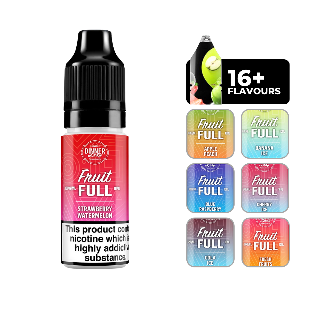 Dinner Lady Bar Salts - Strawberry Watermelon: 10ml nicotine salt e-liquid, 50/50 VG/PG blend, perfect for MTL vaping.
