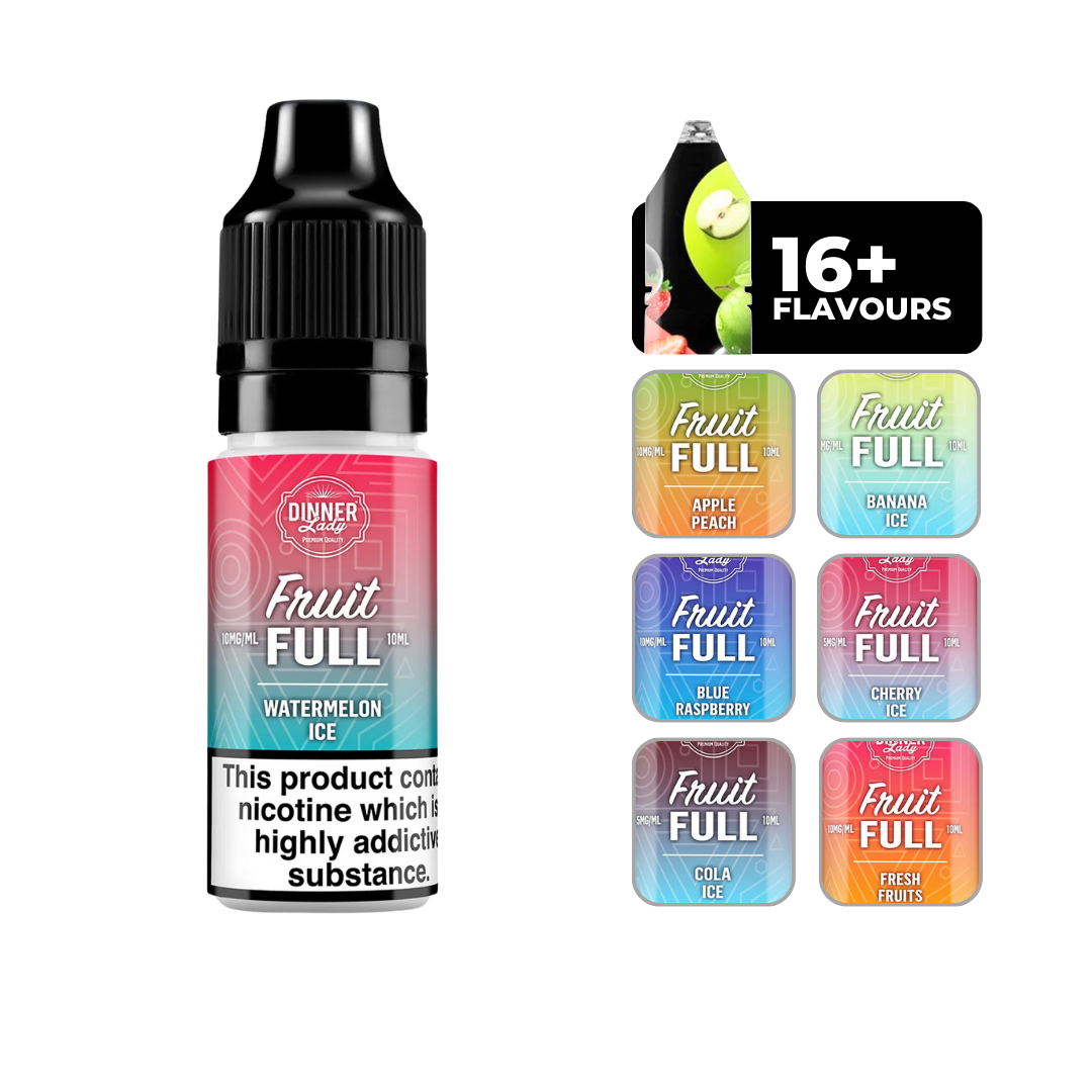 Dinner Lady Bar Salts - Watermelon Ice: 10ml nicotine salt e-liquid, 50/50 VG/PG blend, perfect for MTL vaping.