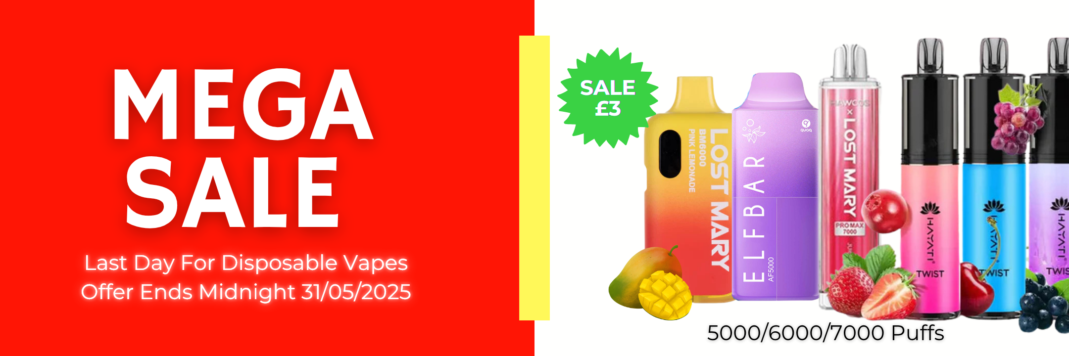 Disposable Vape Sale £3 Each upto 7000 puffs at Smokz Vape Store.
