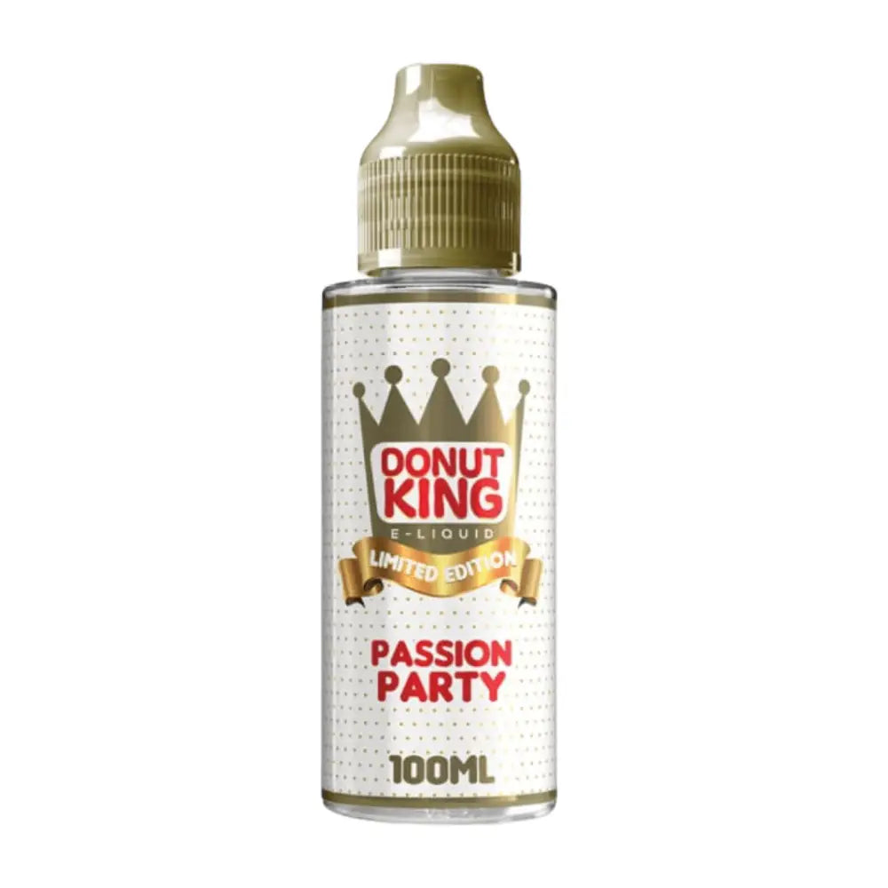 Donut King 100ml e-liquid bottle with gold dropper cap at Smokz Vape Store