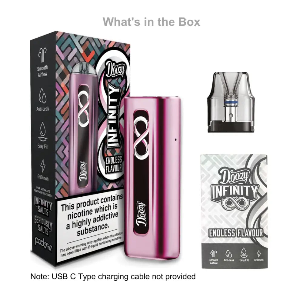 Doozy Infinity Pod Vape Kit Whats In The Box.