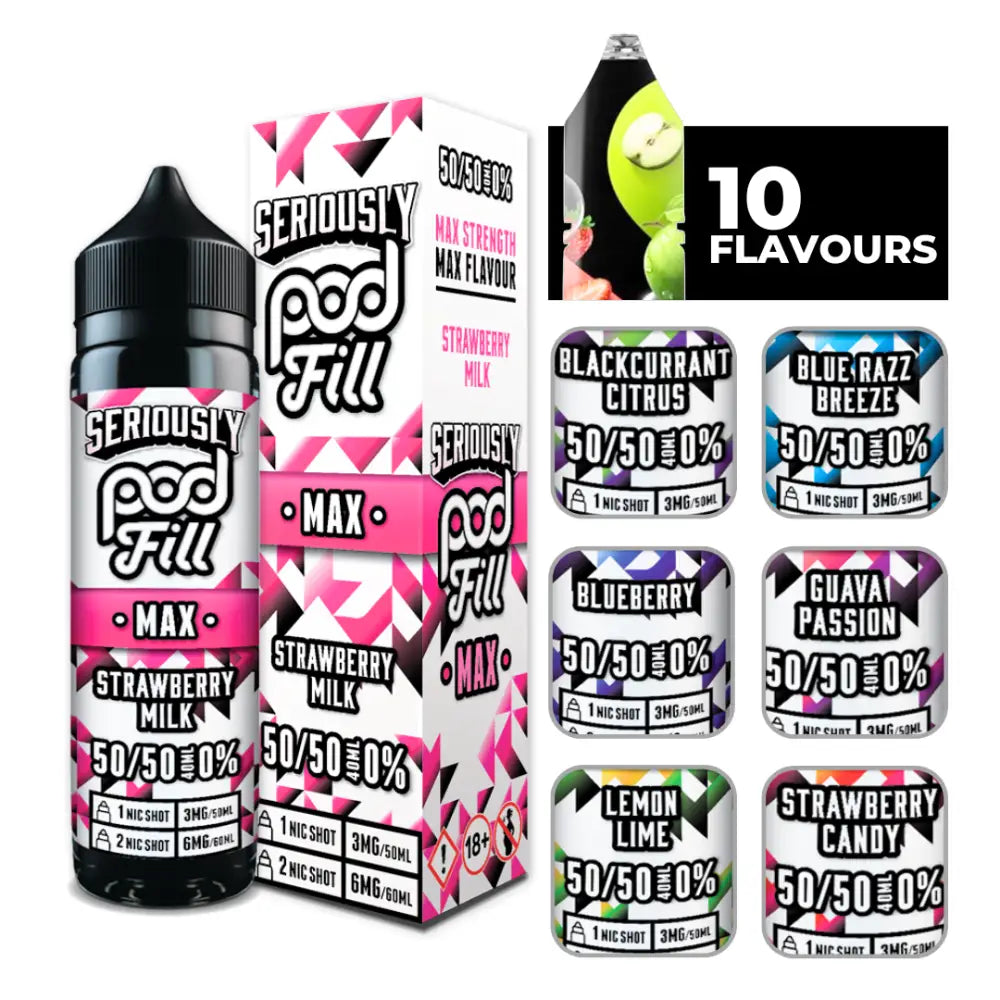 Strawberry Milk Doozy Seriously Pod Fill Max 40ml E-Liquid.