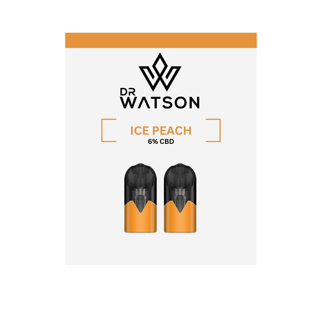 Dr Watson 120mg CBD Ice Peach Vape Pods.