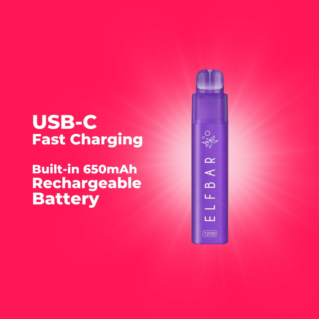 Elf Bar 1200 Big Puff USB-C Fast Charging - Smokz Vape Store.