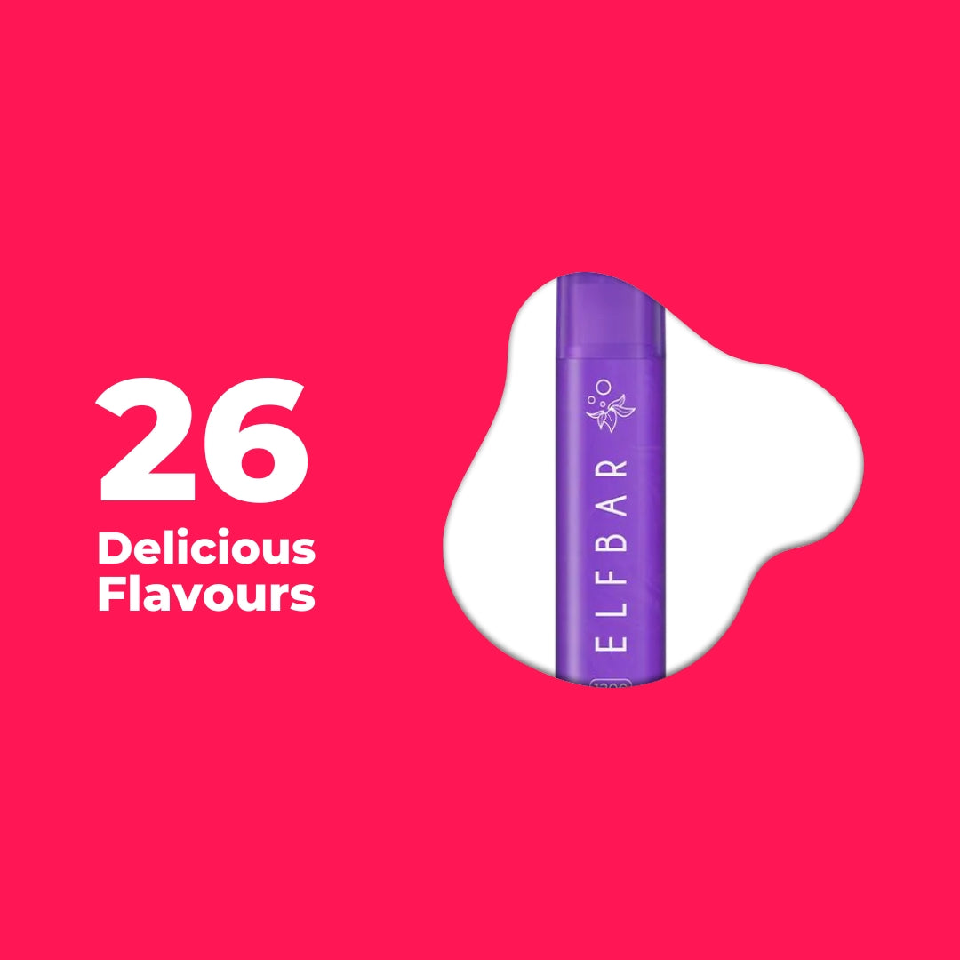 Elf Bar 1200 Big Puff 26 Vape Juice Flavours - Smokz Vape Store.