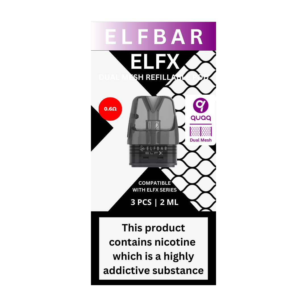 Elf Bar ELFX Refillable Vape Pods - 0.6 Ohm, Pack of 3.