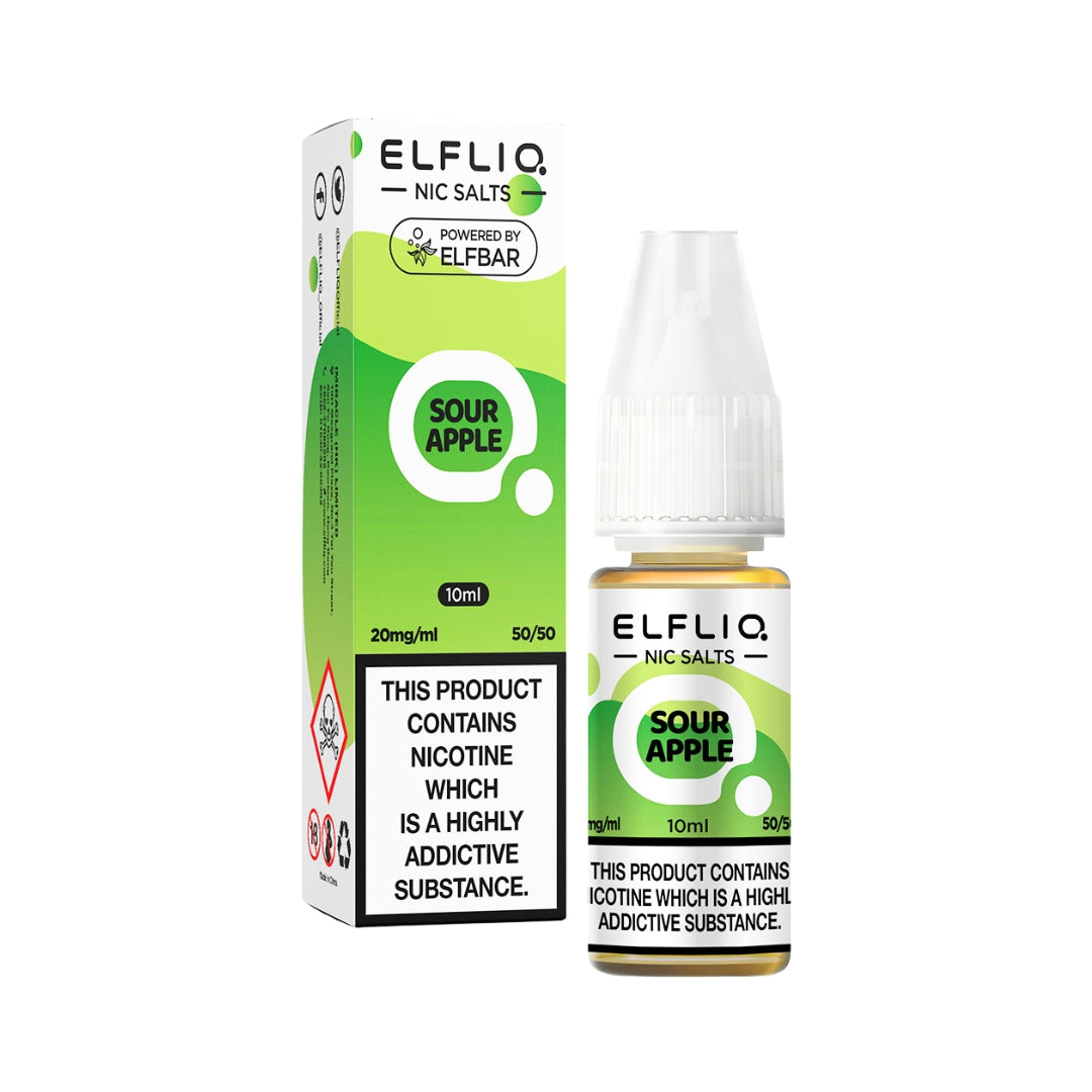 Elfliq Sour Apple Nic Salt E-Liquid.