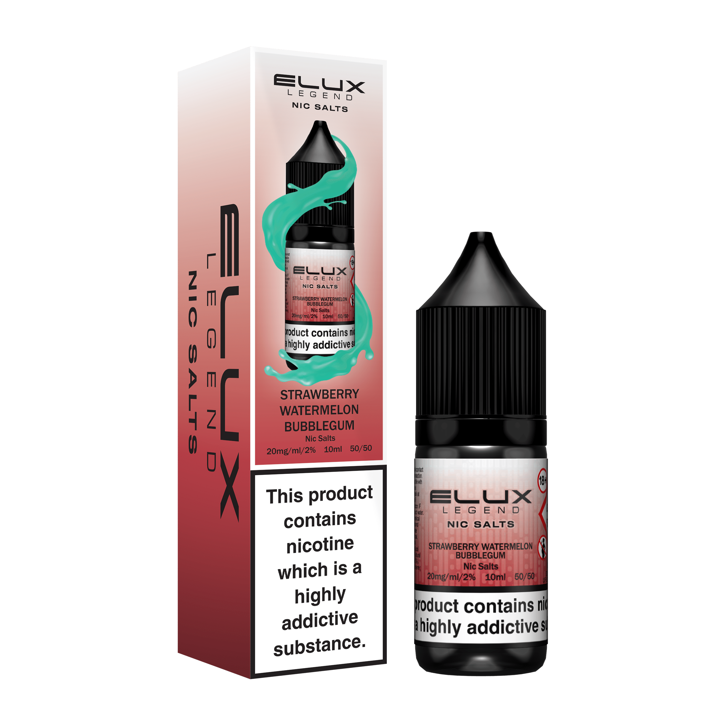 Elux Legend Nic Salt E-Liquid - Strawberry Watermelon Bubblegum / 10mg - Nic Salt