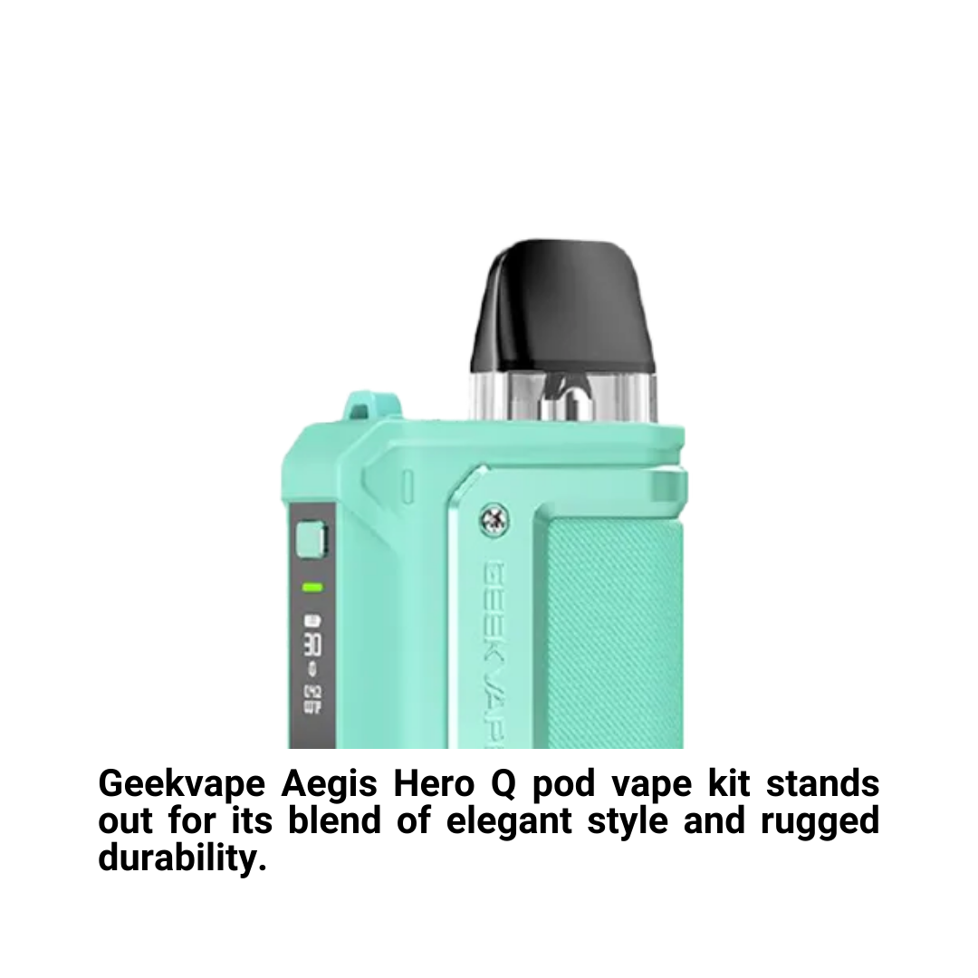 Geek Vape Aegis Hero Q pod vaping kit. Simple to use, 30W output, long-lasting 1300mAh battery, & Q pod compatibility 2.