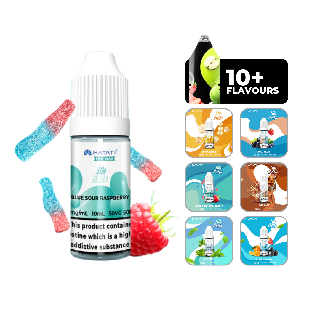 Hayati Pro Max Nic Salts E-Liquid Blue Sour Raspberry , 50/50 Vg/Pg, 10ml Bottle, 10mg And 20mg.