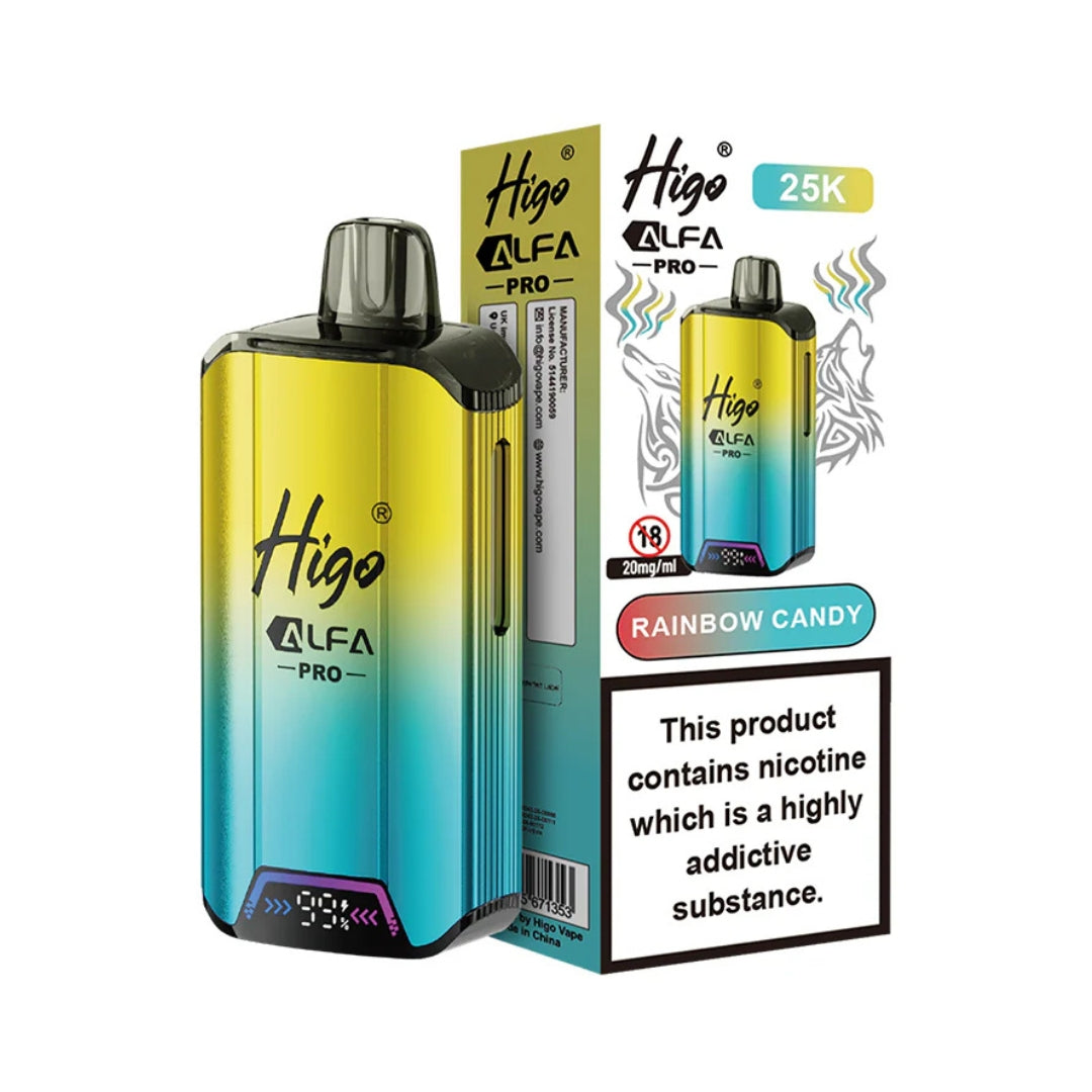 Higo Alfa Pro vape device and packaging on a white background
