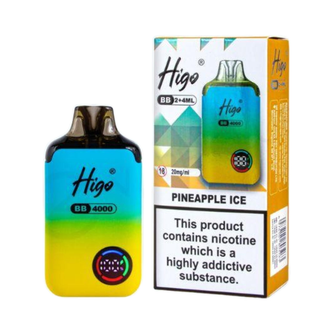 Higo BB 2+4ml 4000 puff prefilled pod kit with rechargeable battery.