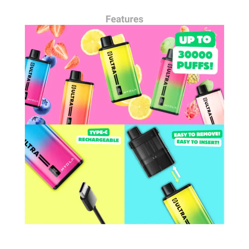 Hyola Ultra 30K Vape Kit Features.