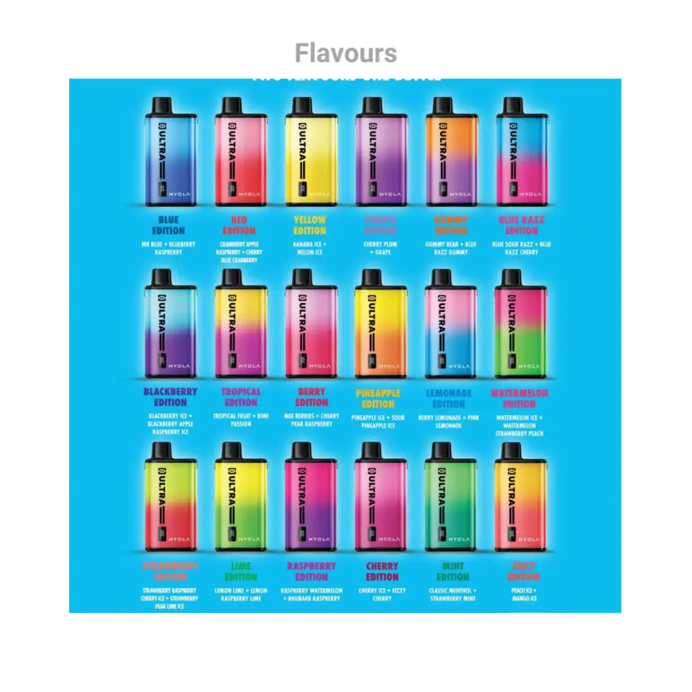 Hyola Ultra 30K Vape Kit Flavours.