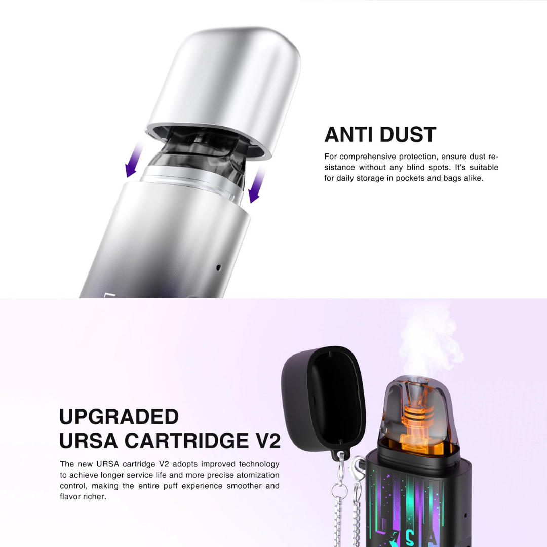 Image of Lost Vape Ursa Cap Pod Kit Anti Dust with upgraded Ursa Cartridge V2.