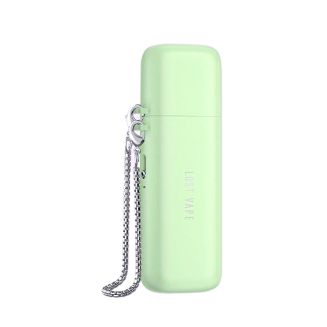 Image of Lost Vape Ursa Cap Pod Kit in Mint Green (Green), with a chain connected for simple carry-on accessory.