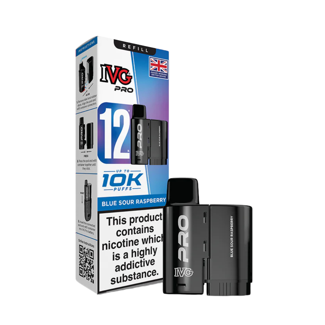 IVG Pro 12 10K Blueberry Sour Raspberry Prefilled Pod Vape.