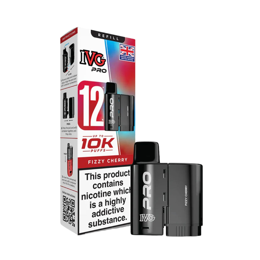 IVG Pro 12 10K Refill Pods Fizzy Cherry – Prefilled Pod Vape UK.