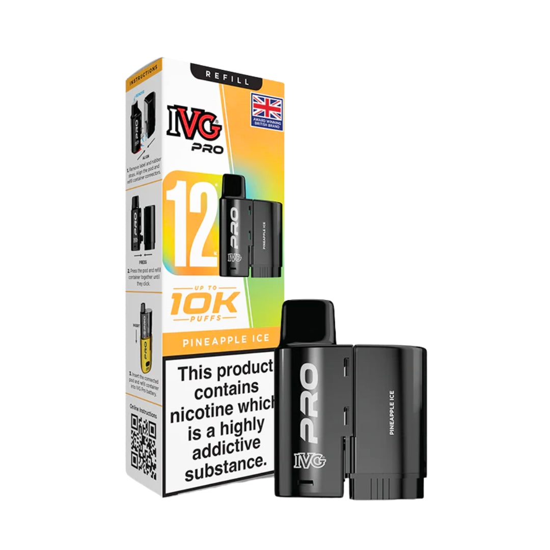 IVG Pro 12 10K Refill Pods Pineapple Ice – Prefilled Pod Vape UK.