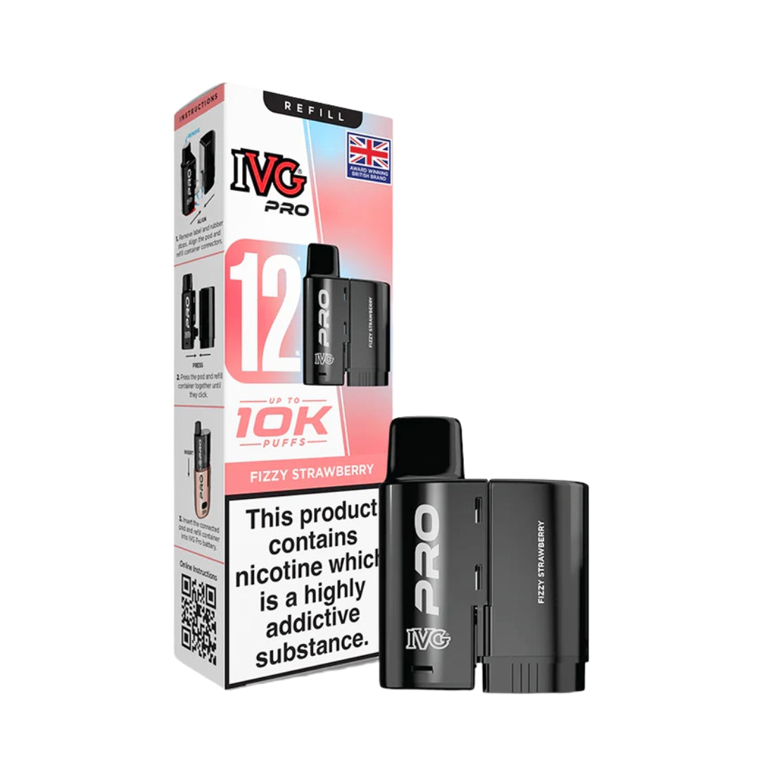 IVG Pro 12 10K Refill Pods Fizzy Strawberry – Prefilled Pod Vape UK.