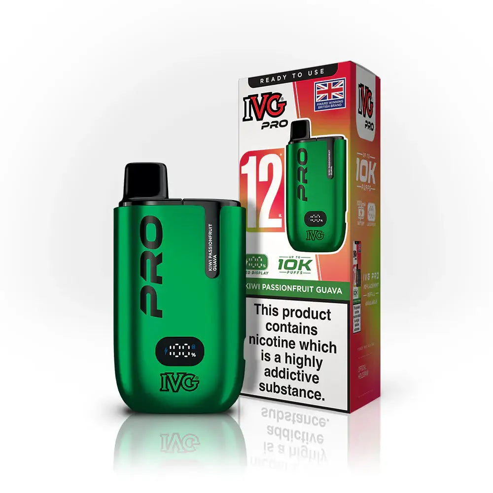 IVG PRO 12 10K Prefilled Pod Vape Kit – 12 Flavours | 10,000 Puffs - Kiwi Passionfruit Guava - Vape Kits
