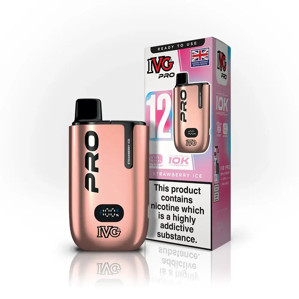 IVG PRO 12 10K Prefilled Pod Vape Kit – 12 Flavours | 10,000 Puffs - Strawberry Ice - Vape Kits