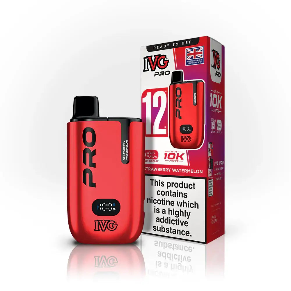 IVG PRO 12 10K Prefilled Pod Vape Kit – 12 Flavours | 10,000 Puffs - Strawberry Watermelon - Vape Kits