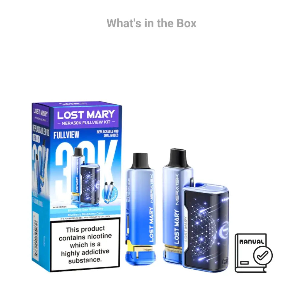 Lost Mary Nera 30K Fullview Prefilled Pod Vape Kit Whats In The Box.