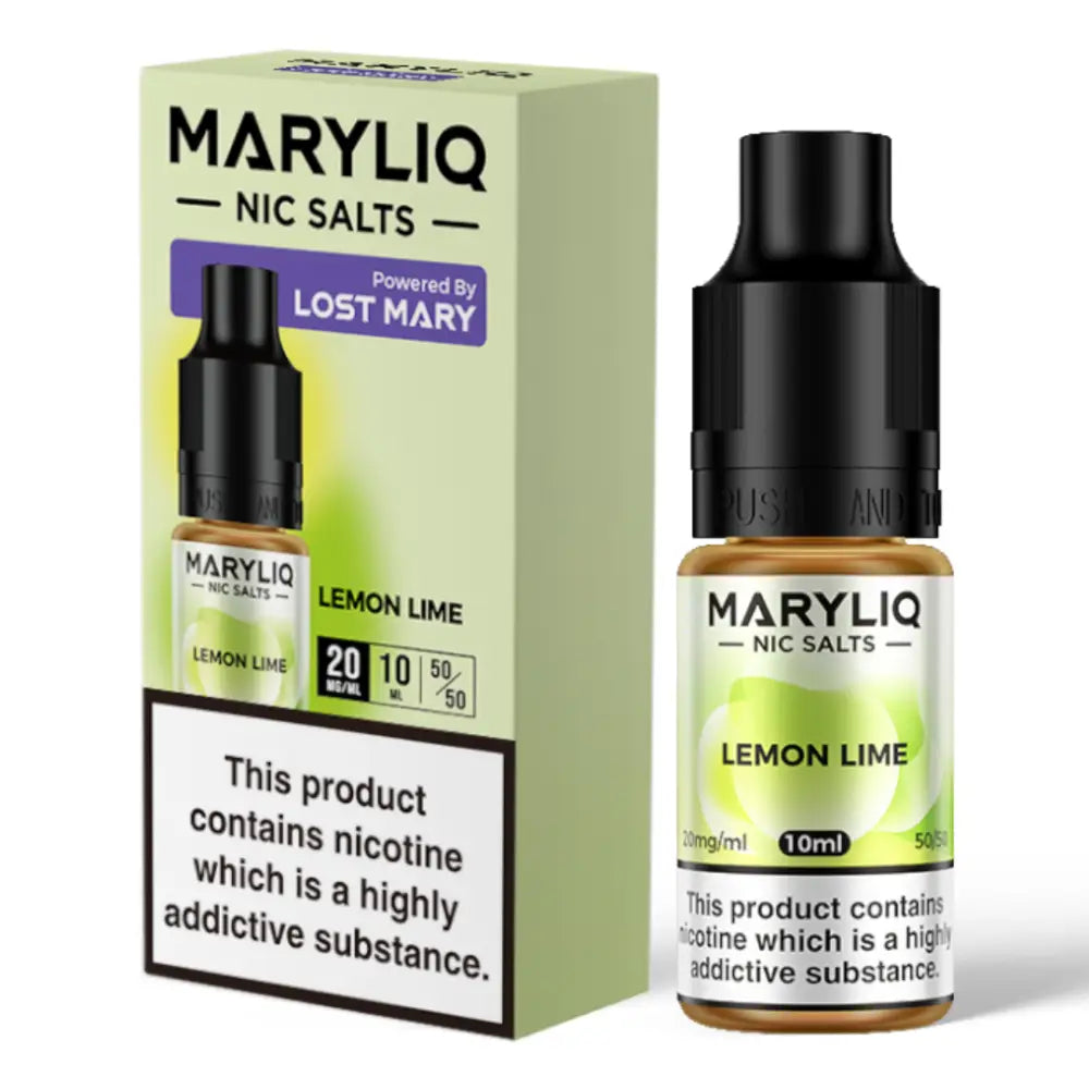 MaryLiq E-Liquid Nic Salts Lemon Lime - 10ml bottle with zesty lemon and tangy lime flavor, 5050 vg/pg ratio