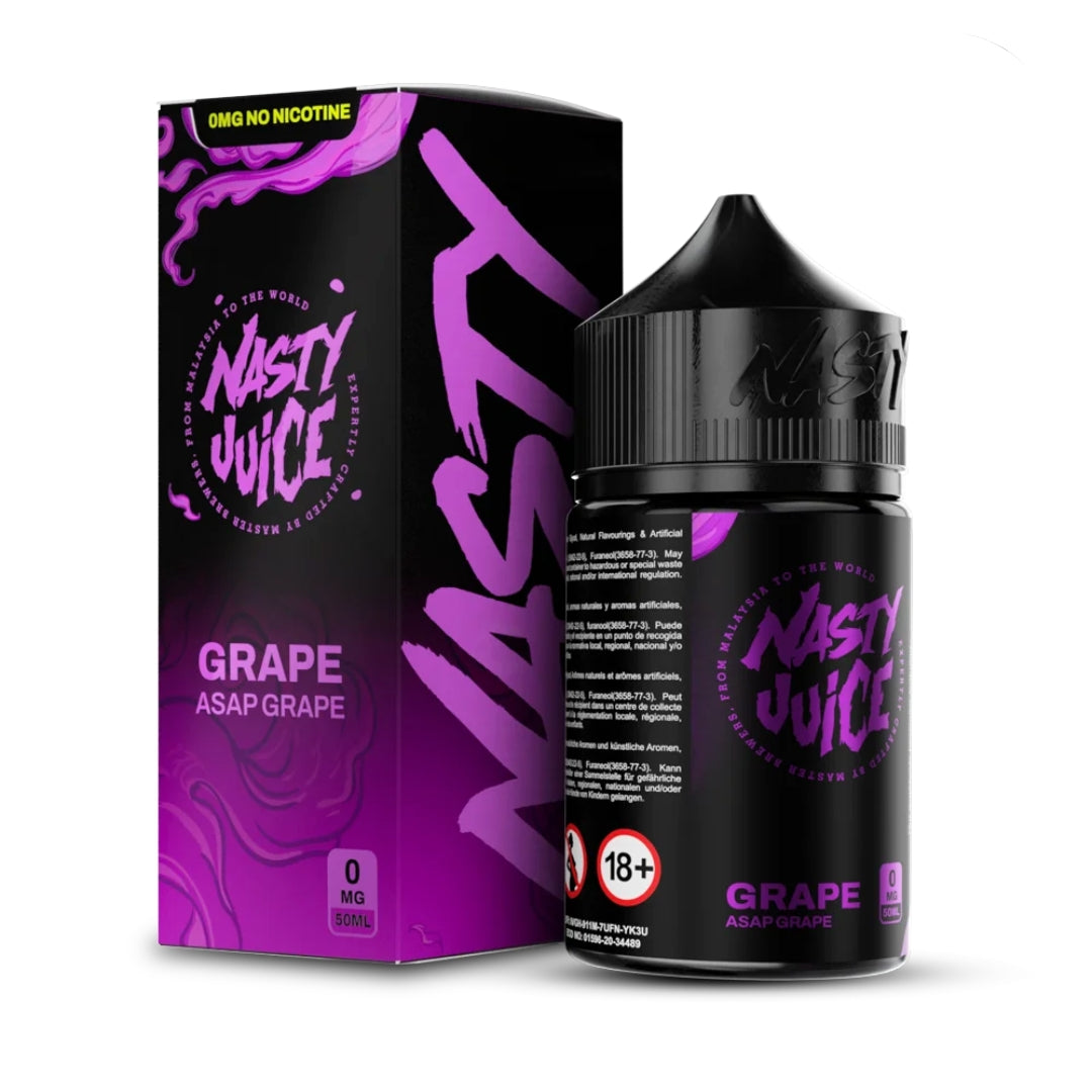 A bottle of Nasty Juice ASAP Grape 50ml Shortfill E-Liquid, featuring grape e liquid by Nasty Juice.