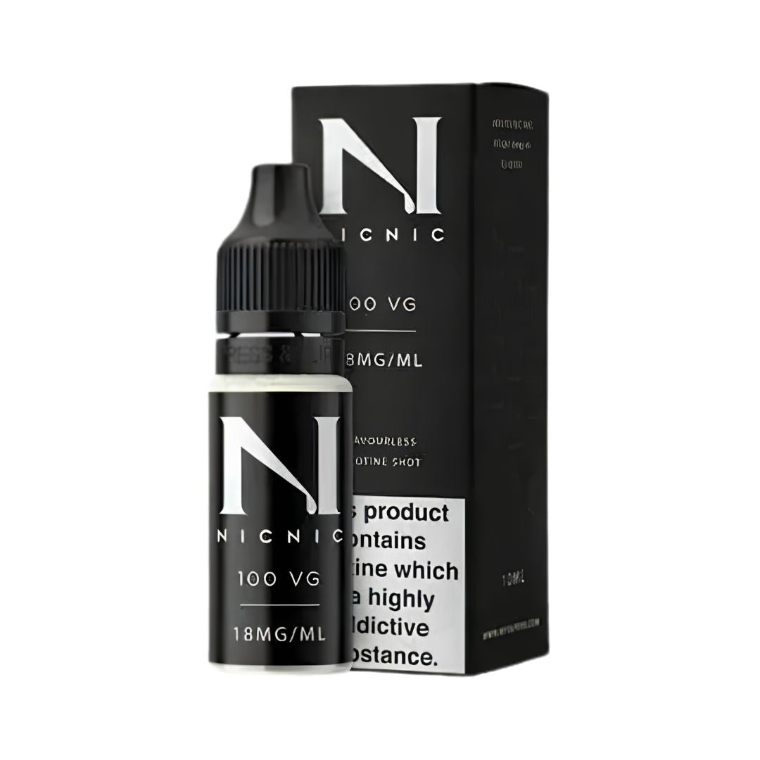 Nic Nic one hundred VG nicotine shot ten ml booster bottle for mixing with high cloud vape kit shortfills.