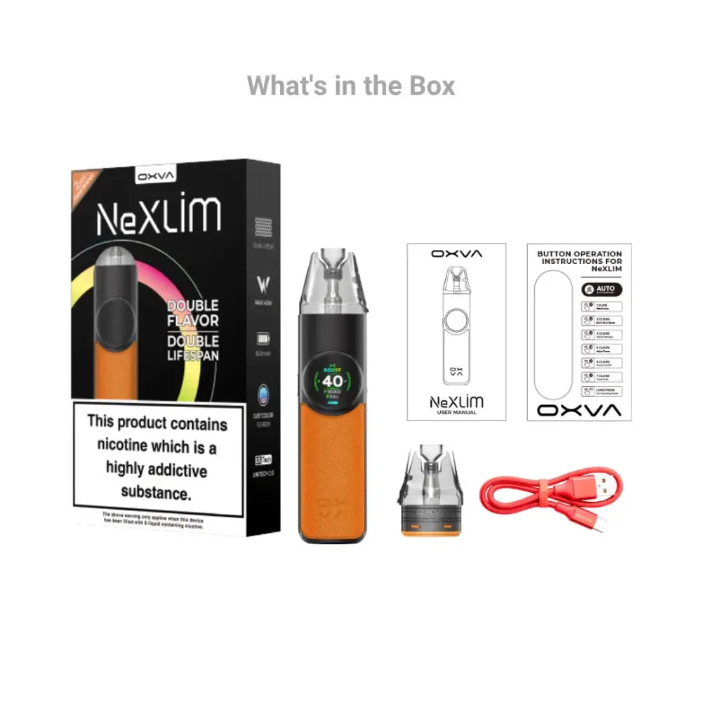 Oxva Nexlim Vape Pod Kit - What's in the Box - Smokz Vape Store.
