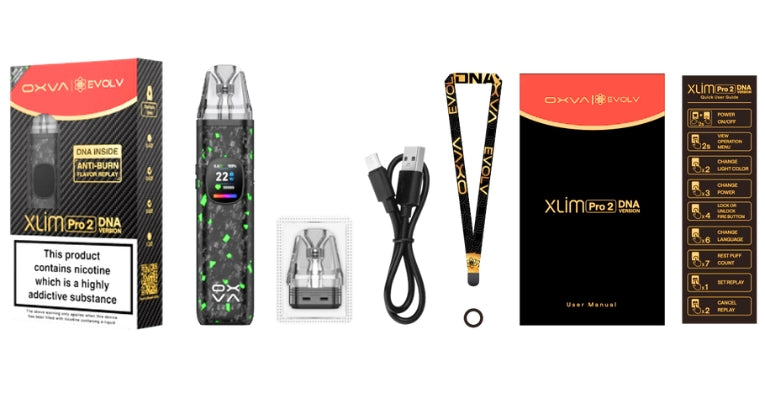 Oxva Xlim Pro 2 DNA Pod Vape Kit What's Included.