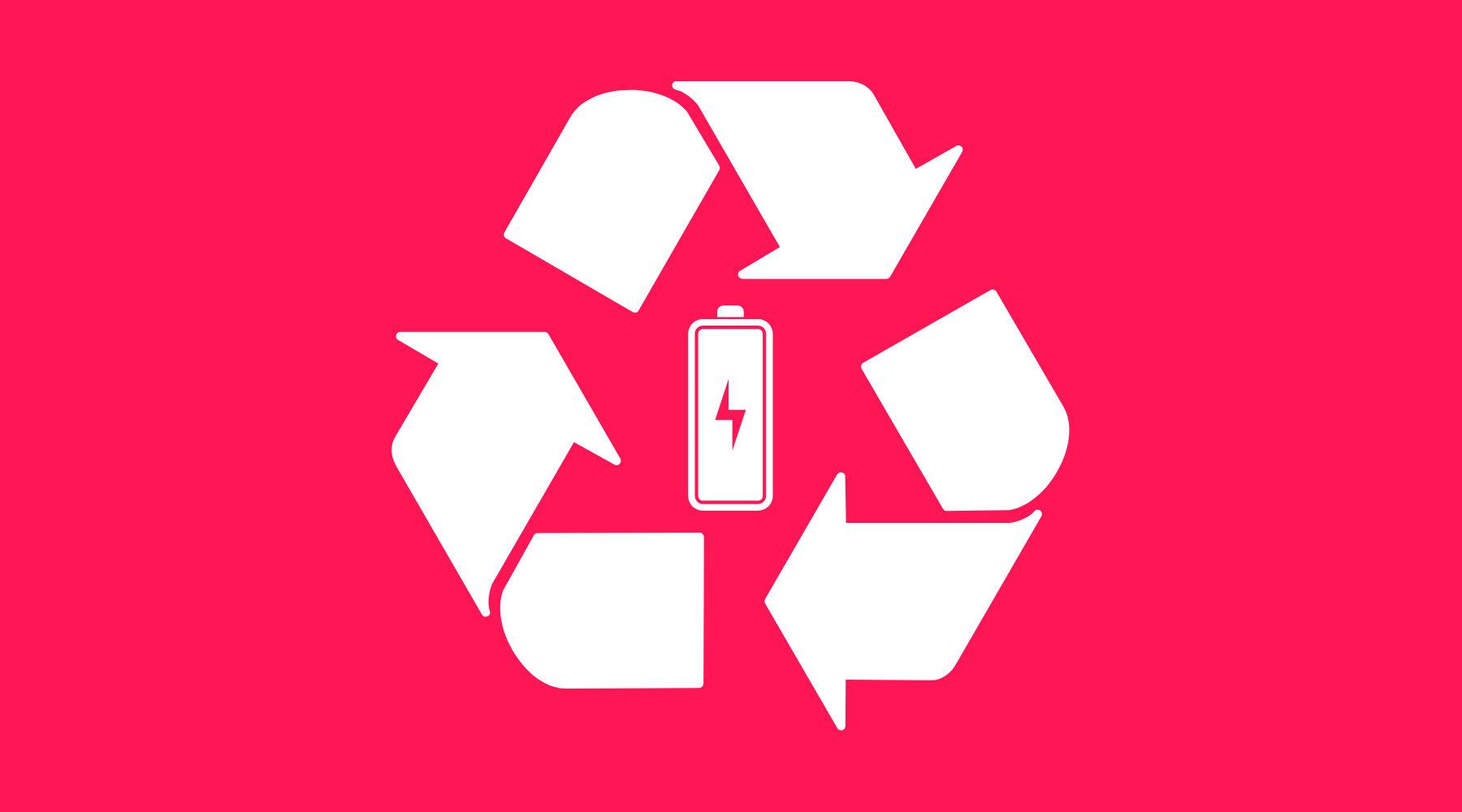 Recycle vape batteries symbol on red background.