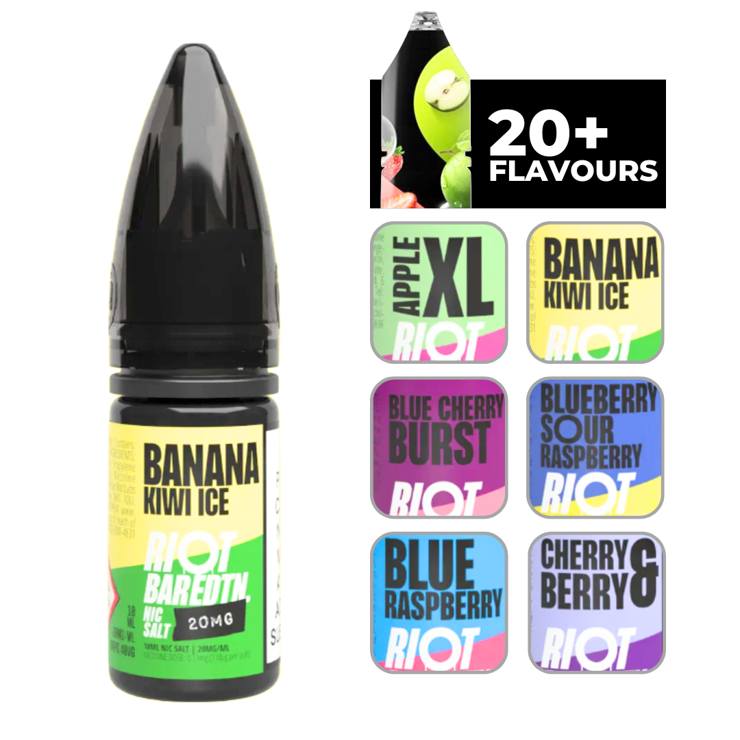 Riot Bar EDTN Banana Kiwi Ice 10ml E-Liquid.